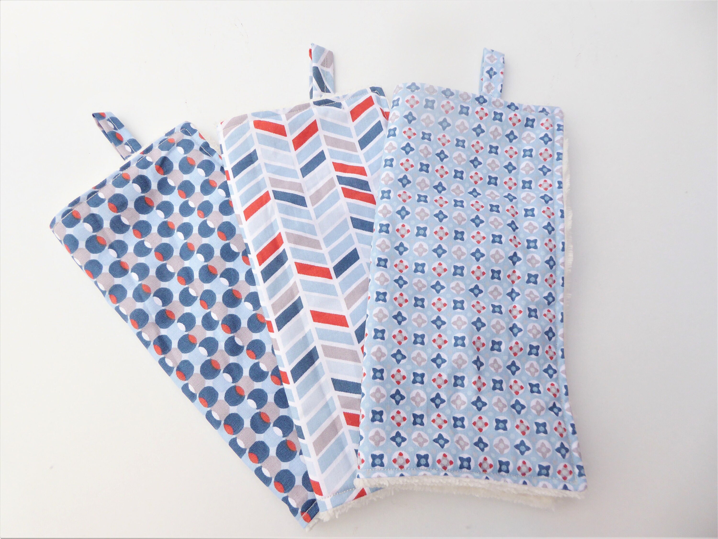 Essuie Tout Lavable, Essuie Main, à Suspendre, Lot de 3 en Coton et Tissu Éponge Bambou Couleur Crèm