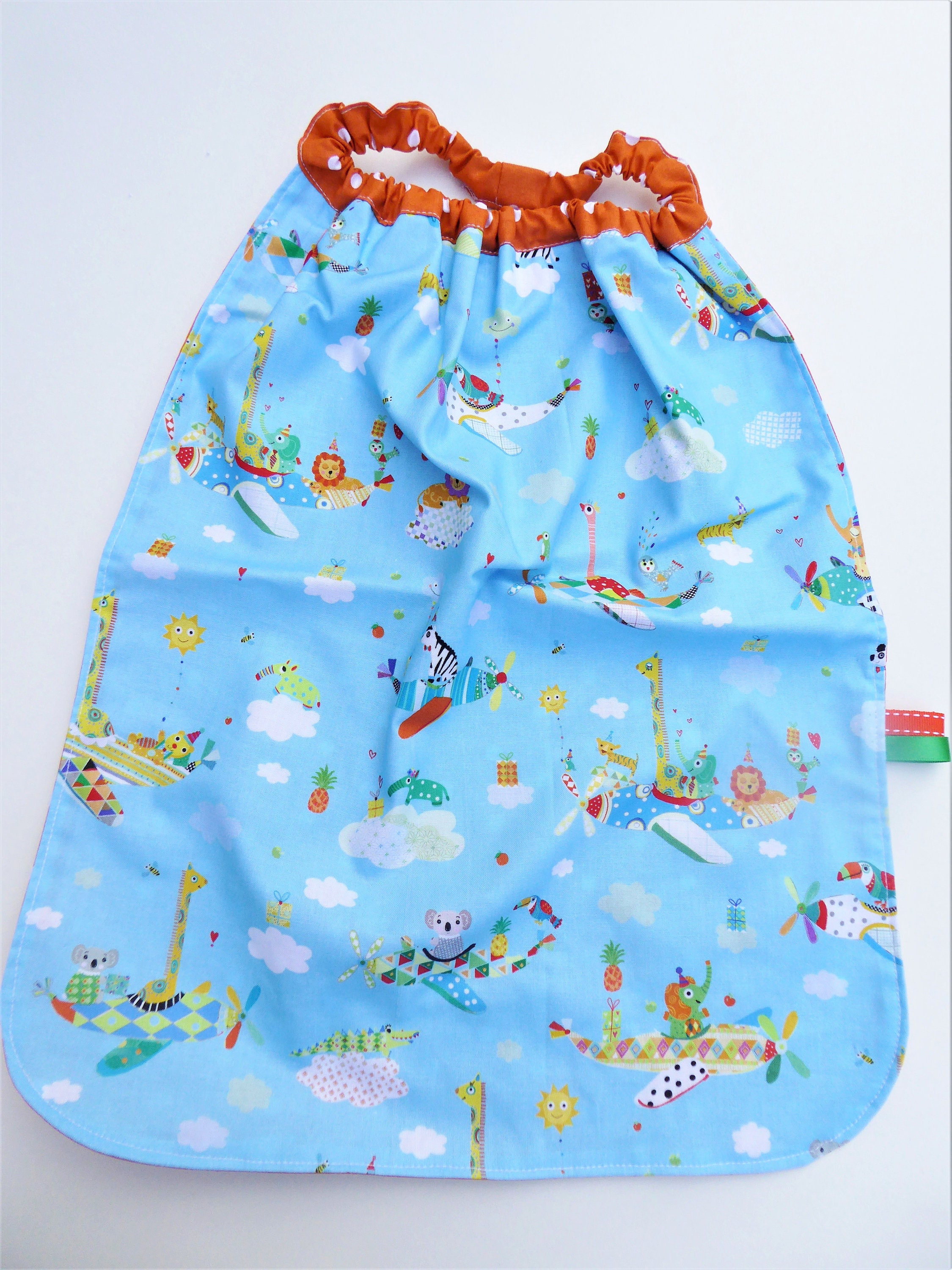 Serviette Élastiquée de Cantine Maternelle, Serviette Table, Rentrée École, Animaux et Avions