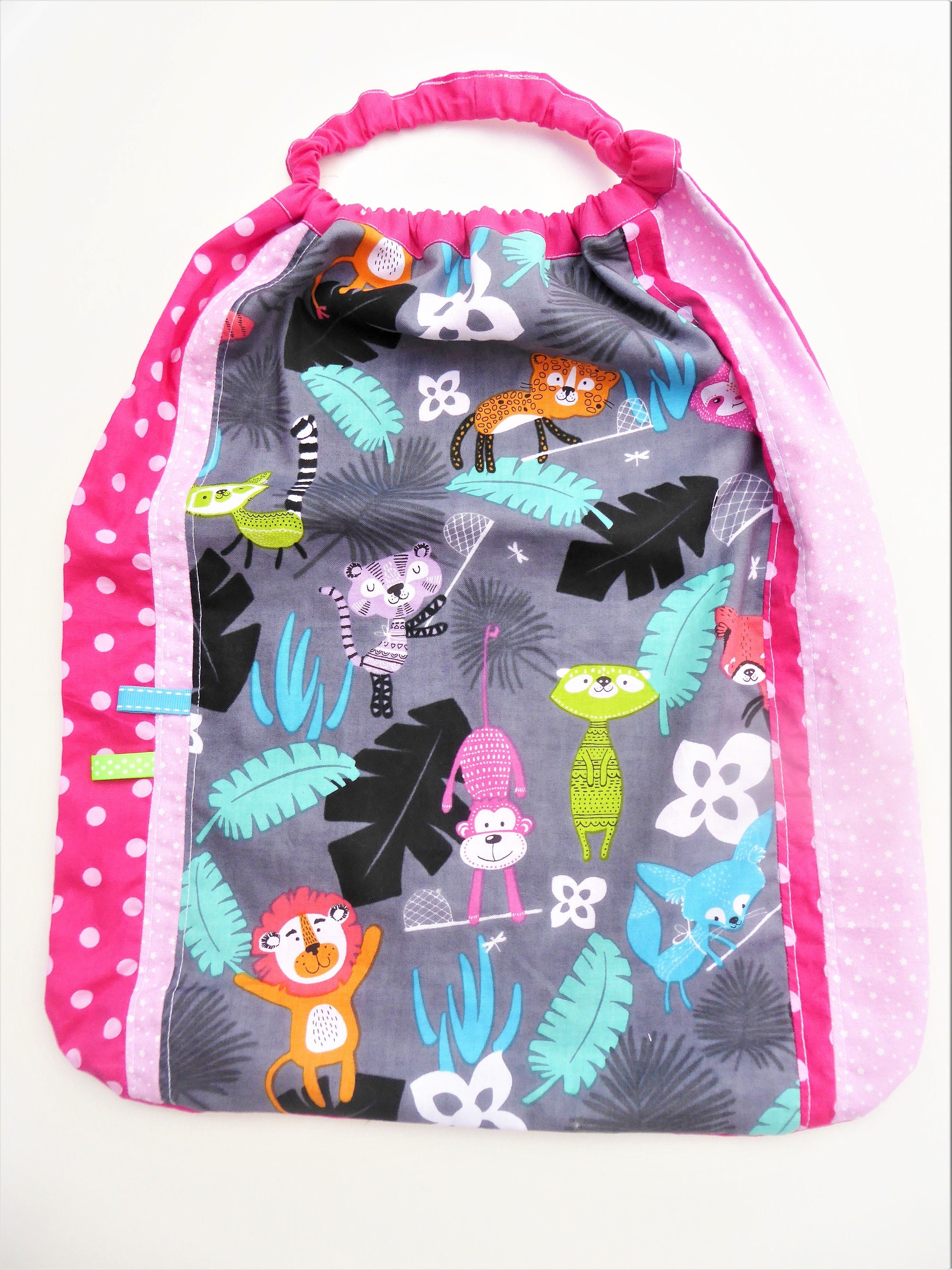 Serviette Élastiquée de Cantine, Grand Bavoir Maternelle, Serviette Table, École, Animaux.