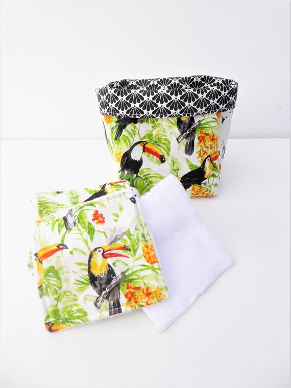 Lot De 12 Lingettes Démaquillantes Lavables + Panier Assorti - Fait Main