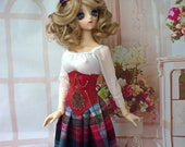 bjd 1 4 msd Red leather steampunk corset for doll 17-18 quot 45-46cm and similar dimensions dolls