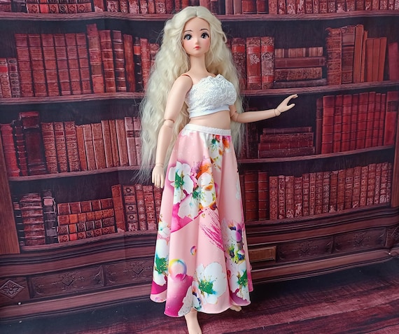 Pear smart doll skirt 1/2 circle romantic pink silk polyester for dolls type Smart doll Pear body and similar in size