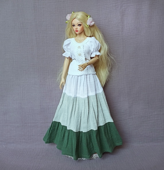 MSD Maxi bohemian muslin skirt for 1/4 doll 17”-18”/45cm type Iplehouse FID and similar in size