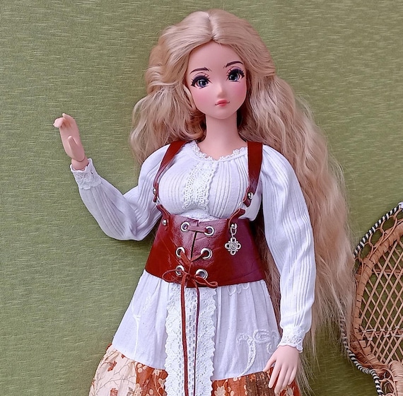 Pear Smart doll Natural Leather belt with harness for dolls 24”/60cm type Per body Smart doll and similar in size.