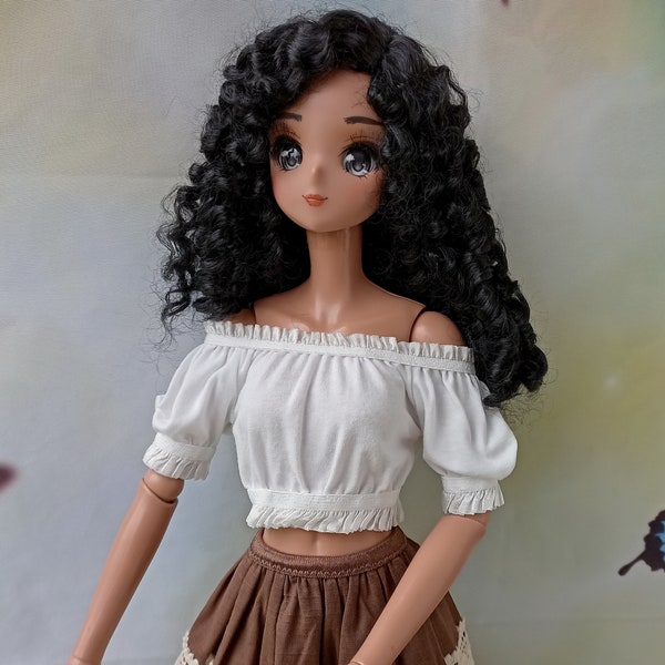 bjd 1/3 Sd clothes. White romantic crop top for doll 24”/60cm type Smart doll and similar in size feeple60 dollfie dream