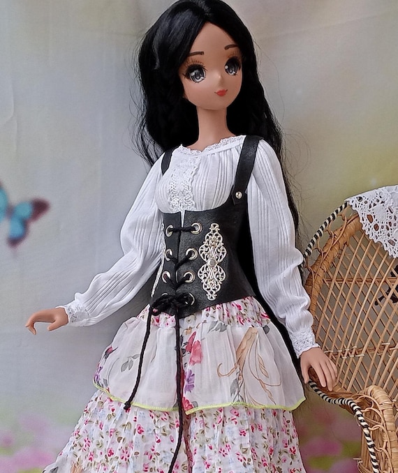 Smart doll Leather underbust corset pirate steampunk style halter vest for dolls 24“/60cm like Smart doll and similar in size.