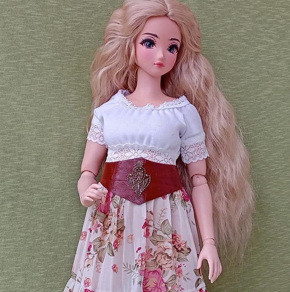 Pear Sd brown natural leather belt for dolls 24”/60cm type Per body Smart doll and similar in size