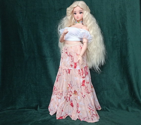 Pear Sd Maxi chiffon bohemian skirt for 1/3 bjd dolls type Pear body Smart doll and similar in size