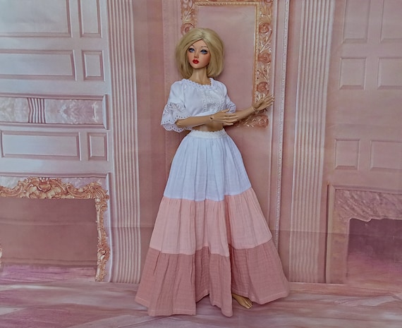 1/4 MSD Maxi boho muslin skirt for doll 17”-18”/45 - 50cm type Iplehouse FID and similar in size.