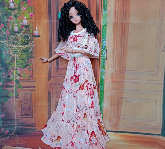 Smart doll Maxi Romantic chiffon dress set for bjd 1/3 dolls type Smart doll and similar in size.