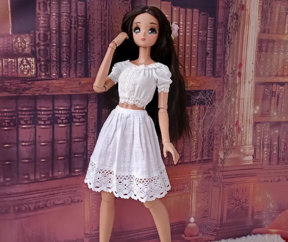 Smart doll White soft linen/cotton skirt for 1/3 bjd dolls type Smart doll and similar in size