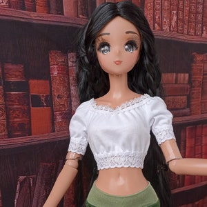 Muñeca inteligente Top corto de jersey de algodón blanco para muñeca bjd 1/3 tipo Muñeca inteligente y similares en tamaño feeple60 dollfie dream