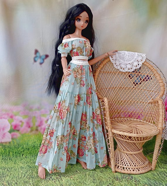 Smart doll Long dress set of floral crinkled chiffon