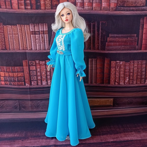 bjd 1/4 msd clothes Maxi Blue evening dress for dolls 17.5”/45cm type Iplehouse fid and similar in size