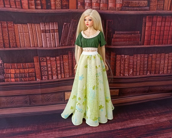 MSD Maxi 1/2 circle chiffon skirt for 1/4 dolls 17”/45cm type ipl FID and similar in size.