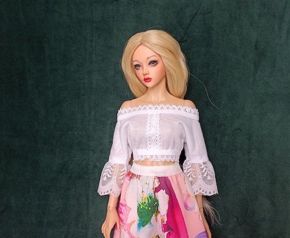 bjd 1/4 MSD White crop top for 1/4 doll 17.5” /45cm type Iplehouse FID and dolls in similar size