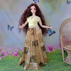 Pear Smart doll clothes Maxi wide bohemian skirt for dolls 24”/60cm type Pear Smart doll and similar in size