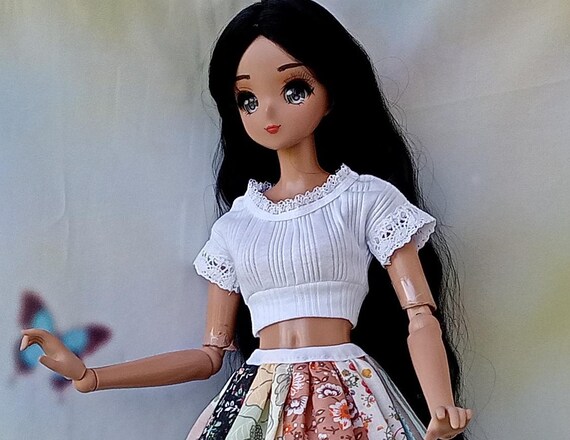 Smart doll White trendy crop top shirt for dolls 24” /60cm type Smart doll and similar in size