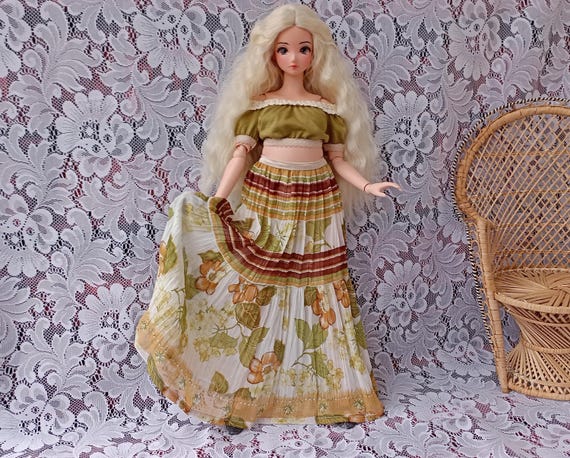Pear Sd long wrinkled chiffon skirt style boho for Smart doll Pear body