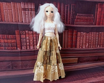 bjd 1/4 mini fee clothes. Maxi boho skirt for doll 14"-15”-16”/36-38-42cm