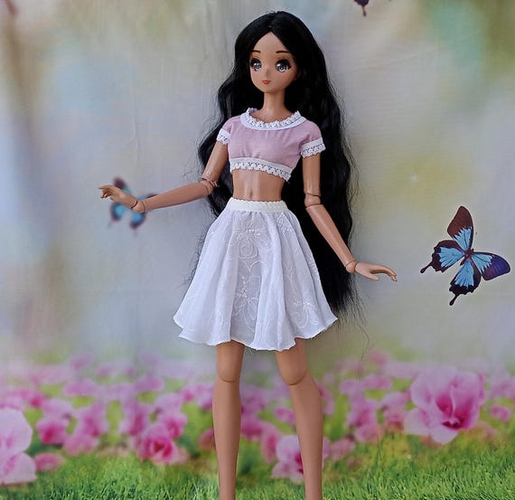 Smart doll White silk/viscose fulll circle skirt for dolls 24”/60cm type standard Smart doll and similar in size Dollfie dream Feeple 60