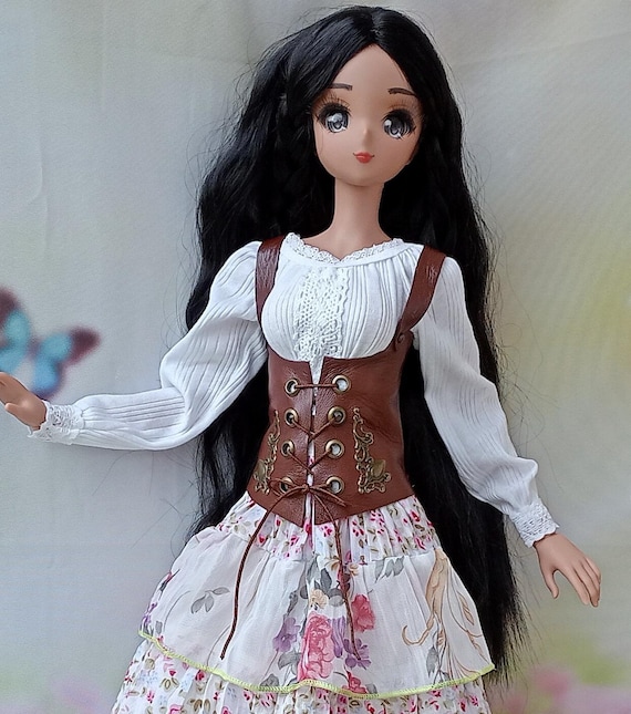 Smart doll Natural Leather underbust corset halter vest pirate steampunk style for dolls 24“/60cm like Smart doll and similar in size.