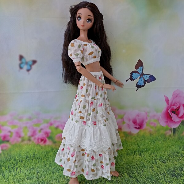 bjd 1/3 Sd clothes Summer maxi dress set for dolls 24 ”/60cm type Smart doll and similar in size: dollfie dream, feeple60