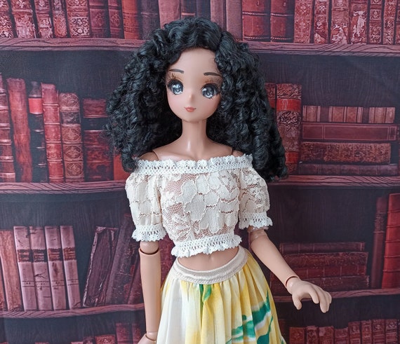 Smart doll Beige romantic crop top shirt of elastic lace for dolls 24” /60cm type Smart doll and similar in size