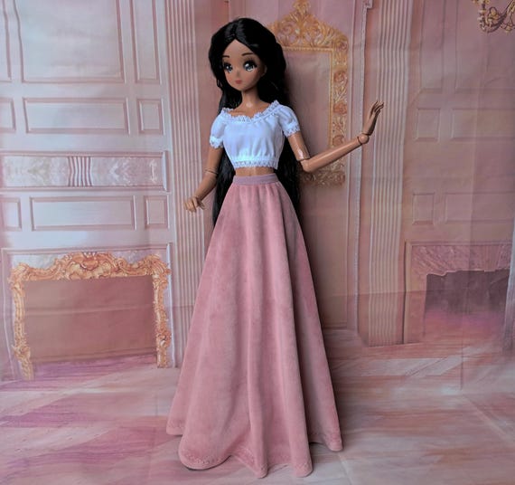 Smart doll Long skirt of ash rose velvet romantic 1/2 circle for bjd 1/3 Smart doll and similar in size,
