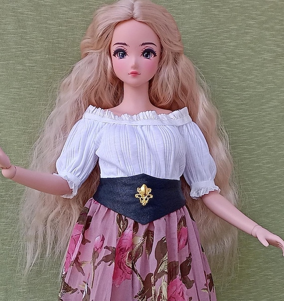 Pear Sd black natural leather belt for dolls 24”/60cm type Pear body Smart doll and similar in size