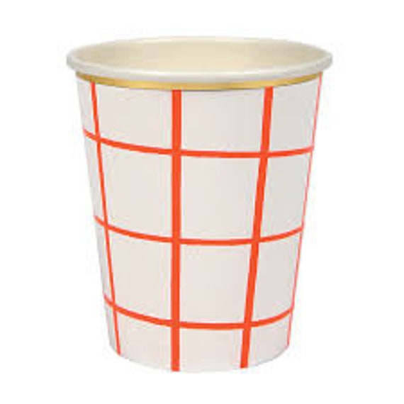 Meri Meri White and Pink Grid Cups Il_570xn