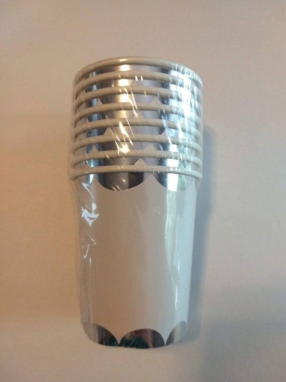 Meri Meri White and Silver Cups Il_570xn