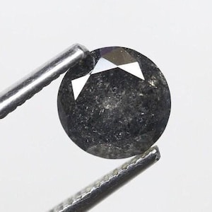 1.40 CT 6.70 MM Salt and Pepper Round Brilliant cut Diamond Natural Round Shape Loose Diamond Grey Black color For Engagement Ring