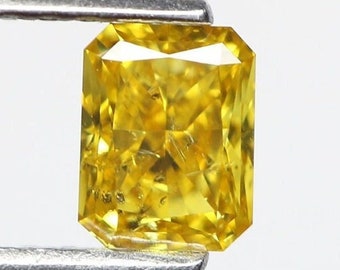 Elegante 0,40 karaat natuurlijke fancy gele stralende diamant - een uniek juweel voor haar speciale sieraad!