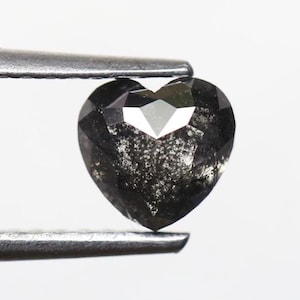 0.74 CT 5.2 x 5.4 MM Natural Loose Salt And Pepper Heart Full Cut Diamond For Engagement Ring