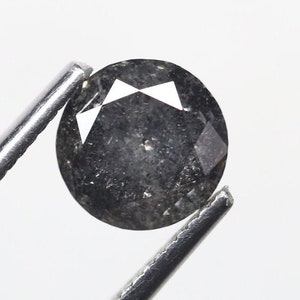 1.44 CT 6.90 MM Salt and Pepper Round Brilliant cut Diamond Natural Round Shape Loose Diamond Black color For Engagement Ring