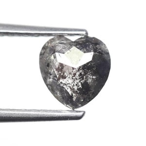 0.76 CT. 6.0 x 5.8 MM Natural Loose Salt And Pepper Heart Rose cut Diamond For Engagement Ring