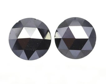 1.33 CT Black Diamond Pair: 5.5 MM Round Rose Cut, Color Enhanced