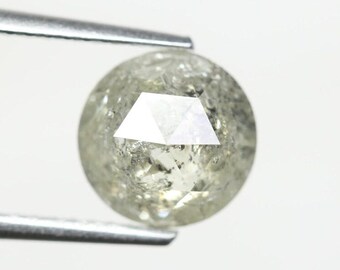 1.78 Ct. Salt and Pepper Yellow Diamond: Round Rose Cut Loose Diamond