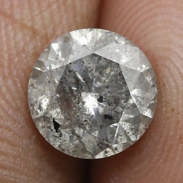 Salt and pepper diamond Round cut Gray 1.96 Ct. R9-345