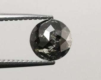 Diamante naturale nero sale e pepe taglio rosa rotondo da 1,58 ct