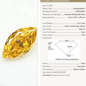 Fancy Vivid Orange-Yellow Diamond: 0.27 ct VS2 Heart Cut, GIA Certified