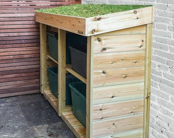 Four Recycling Box Store with Green Roof Planter