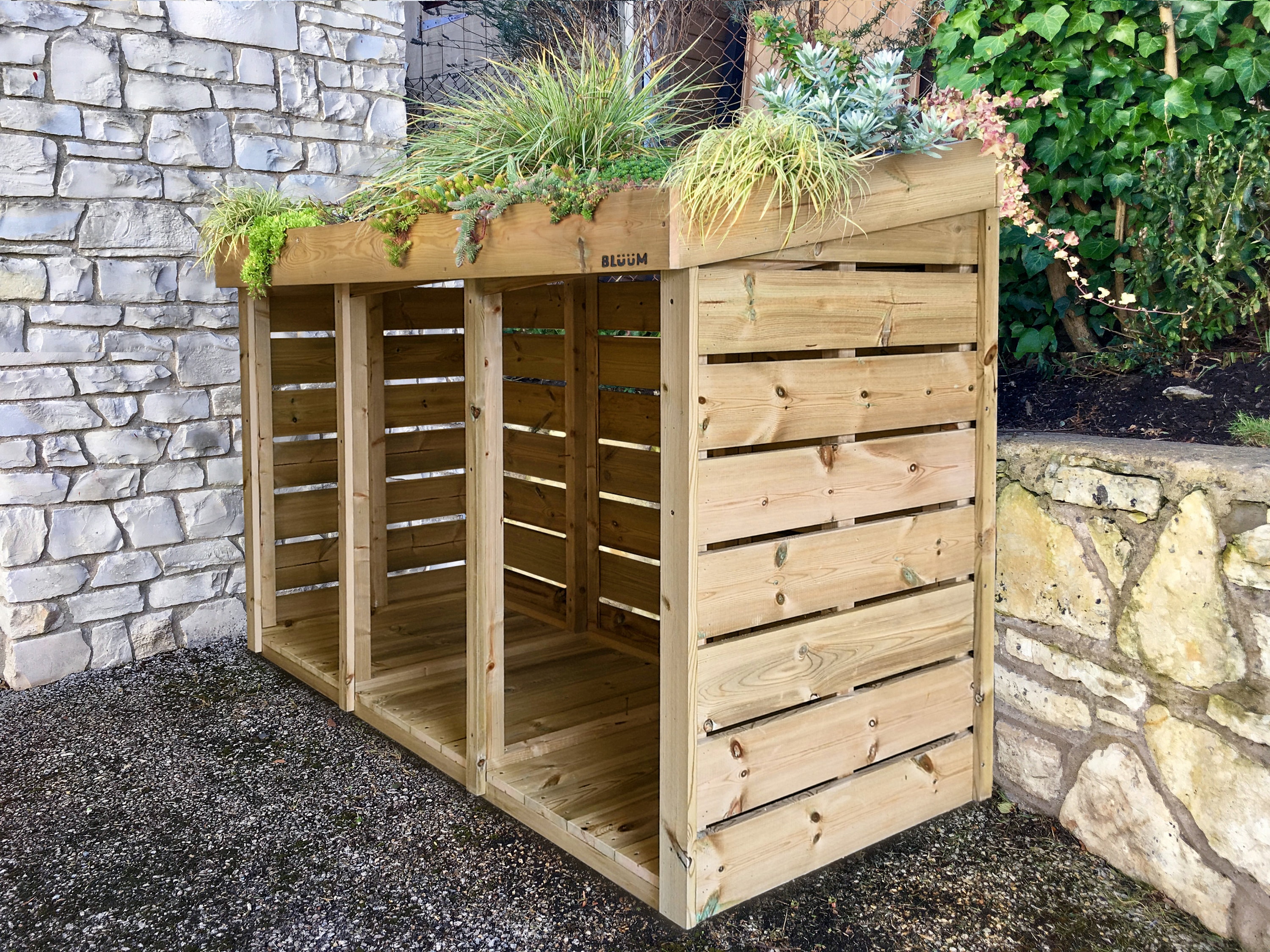 Triple Wheelie Bin Store With Green Roof Planter - Etsy