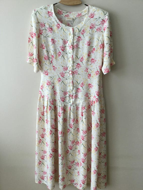 pink and yellow floral dress