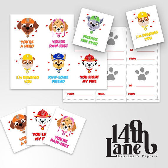 PAW PATROL Valentines Day Cards Kids Valentines day Cards | Etsy