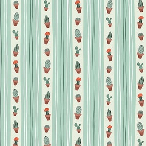 Desert Garden Cactus Prickle my Fancy Sage Stripe - Greenhouse Gardens - Michael Miller - DC9388 on White Background - Priced by the 1/2 yd