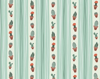 Desert Garden Cactus Prickle my Fancy Sage Stripe - Greenhouse Gardens - Michael Miller - DC9388 on White Background - Priced by the 1/2 yd