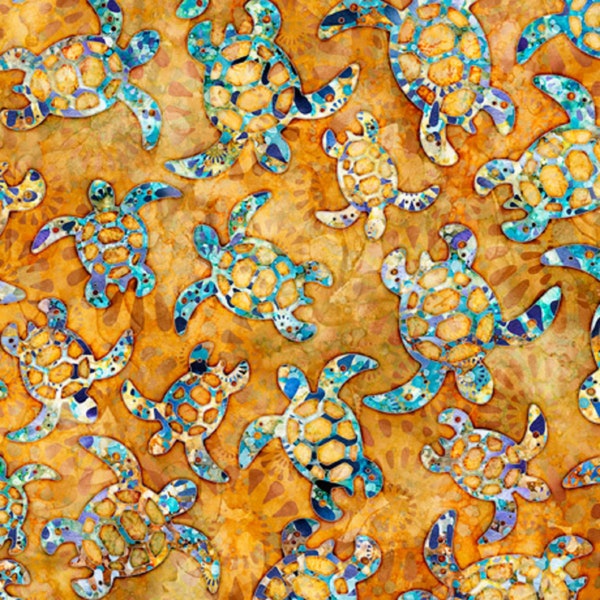 Pacifica- Sea Turtles on Sun Gold - Dan Morris - 28819-S -Priced by the 1/2 yard
