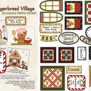 The Quilt Company Gingerbread Village Applique Fabric Accessory Pack - Signs printed on fabric